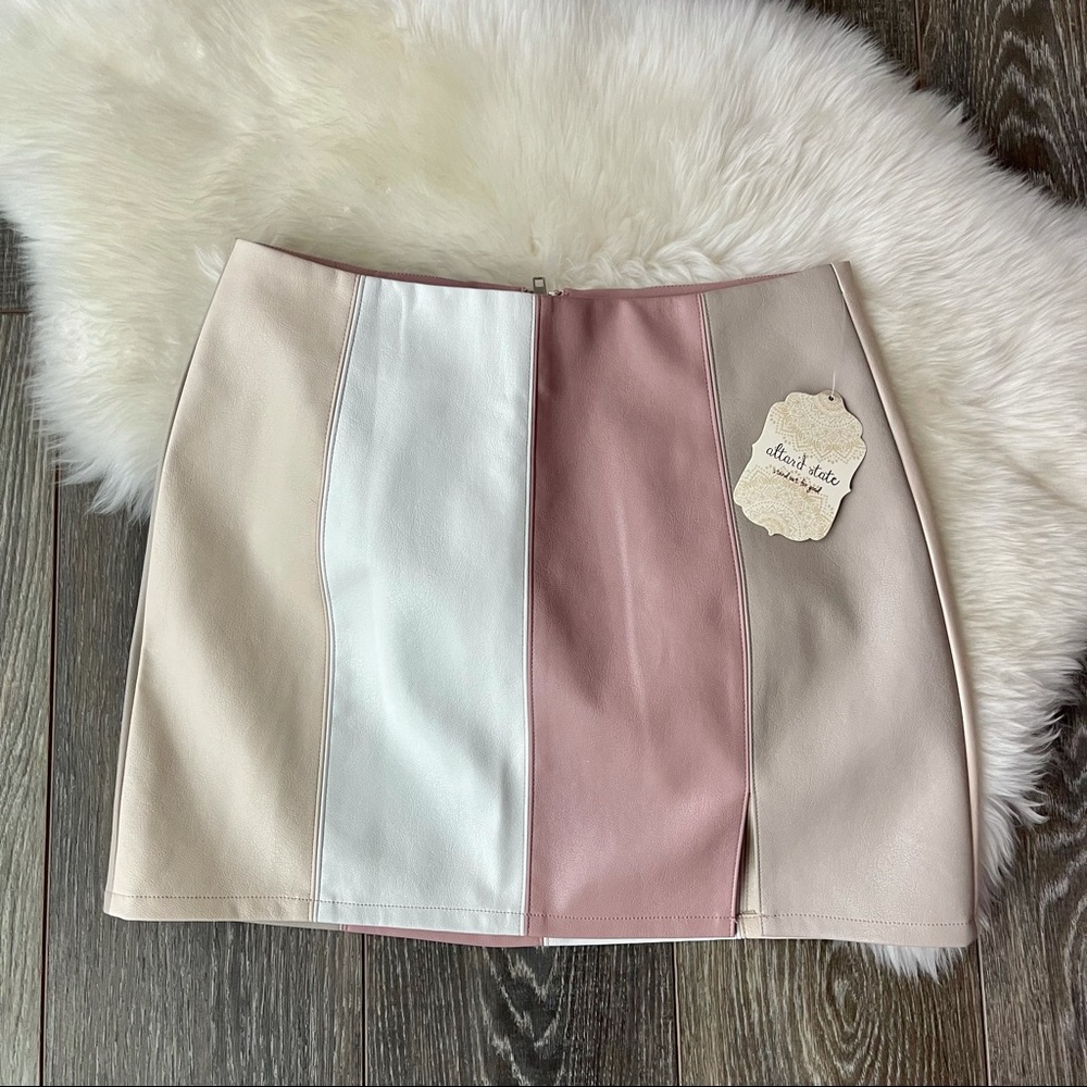 Faux Leather Panel Mini Skirt